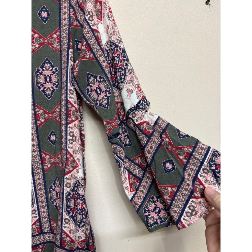 Fourteenth‎ Place Boho Medallion Print Blouse Women's Medium Top Shirt Hippie - Picture 4 of 7